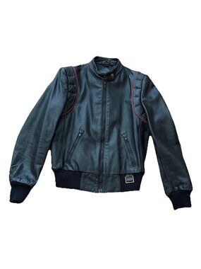 Vintage Yamaha Maxim Wear Women’s Small Black Leather Cafe Racer Moto Jacket
